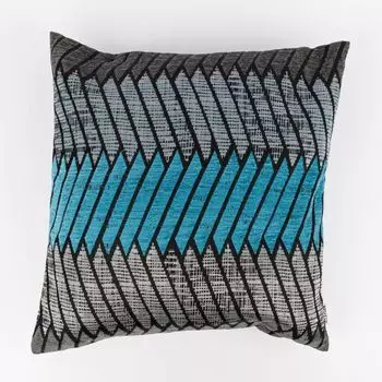 Чехол на подушку LASSE с графическим жаккардовым узором, разные цвета 48х48см, дизайн бирюзово-серо-черный Neutex