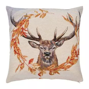 Чехол на подушку Len natural 45 x 45 см с мотивом оленя и молнией pad