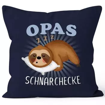 Чехол на подушку ленивец дедушка храпящий уголок забавный подарок дедушке от внука и внучки Moonworks темно-синий 40см x 40см