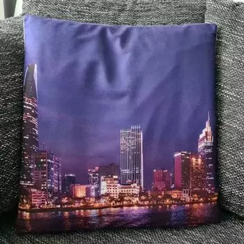 Чехол на подушку - линия горизонта ночью - 45см х 45см Tinisu