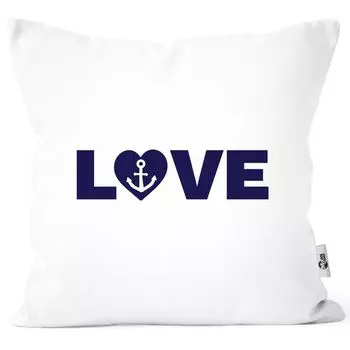 Чехол на подушку Любовь с мотивом якоря любовь морской подарок Moonworks сердце белое, униразмер
