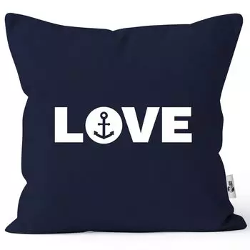 Чехол на подушку «Любовь» с мотивом «Якорь» «Любовь в морском стиле», подарок Moonworks, темно-синий, униразмер