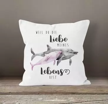 Чехол на подушку «Любовь всей моей жизни» дельфин Дельфин акварель «Любовь говорю» подарочный чехол на подушку декоративная подушка MoonWorks белый унисейз