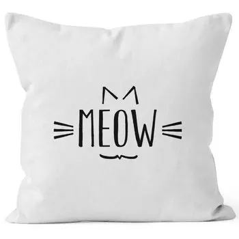 Чехол на подушку Meow Miau cat, чехол на подушку, декоративная подушка 40x40, хлопок Moonworks, белый 40см x 40см