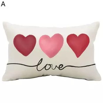 Чехол на подушку Мягкая невидимая молния Льняной чехол для подушки с принтом в форме сердца Хозяйственные товары-A Stuttg