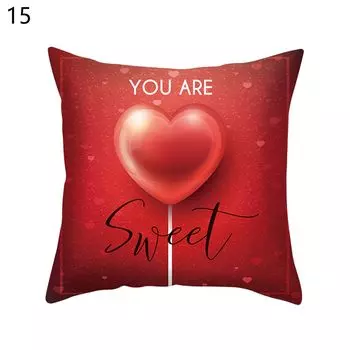 Чехол на подушку Мягкая текстура Потайная молния Полиэстер Красная подушка в форме сердца с принтом - Вариант чехла Аксессуары-15 Stuttg