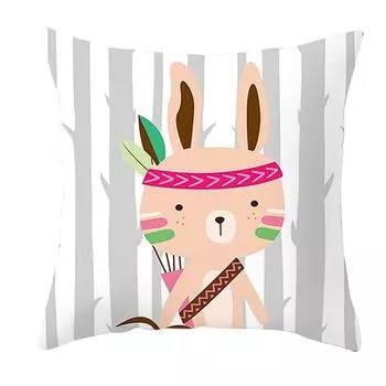 Чехол на подушку, мягкий поршень, гладкая молния, квадратная подушка с изображением животных для гостиной-F Stuttg