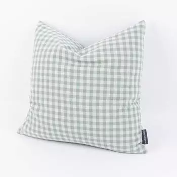 Чехол на подушку муслиновый в клетку Vichy мятный разных размеров от SCHNER LEBEN. Размер 60х60см (ВхШ) Размер 60х60см (ВхШ) Schner-Leben