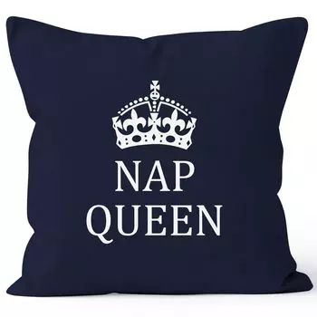 Чехол на подушку NAP Чехол на подушку Queen Crown, декоративная подушка, хлопок MoonWorks темно-синий 40см x 40см