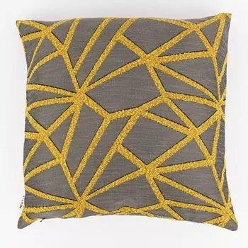 Чехол на подушку NET-ECO с графическим жаккардовым узором разные цвета 48х48см дизайн серо-золотой Neutex