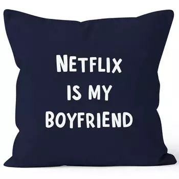 Чехол на подушку Netflix — мой парень, чехол на подушку, декоративная подушка, хлопок MoonWorks, темно-синий, униразмер