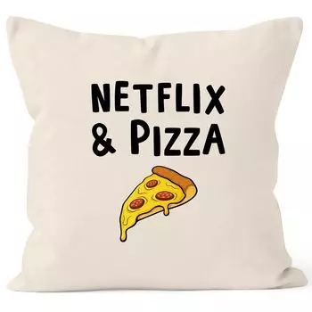 Чехол на подушку Netflix & Pizza Чехол на подушку декоративная подушка хлопок MoonWorks натуральный унисейз