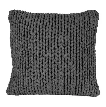 Чехол на подушку Nielsen Marlin вязаный, 50х50 см, темно-серый, 100% хлопок, трикотаж, kotex