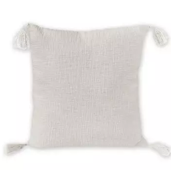 Чехол на подушку Nielsen Zoe, 45х45 см, белый, хлопок, кисточки, помпон