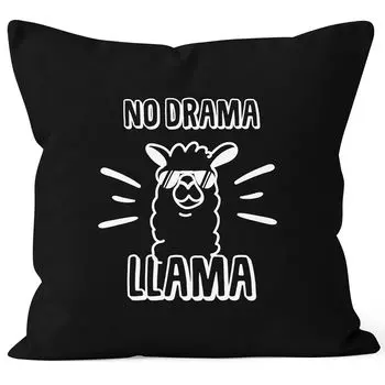 Чехол на подушку Никакой драмы Поговорки ламы ламы с цитатами Чехол на подушку декоративная подушка из хлопка MoonWorks черный, униразмер
