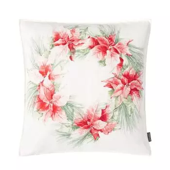 Чехол на подушку Nottingham 2, цифровая печать пуансеттия 50х50 см, красный Proflax