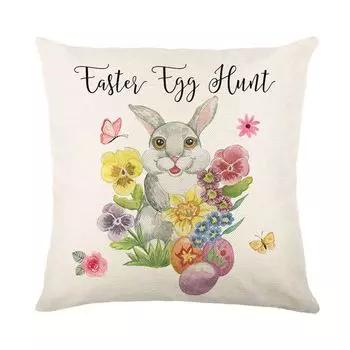 Чехол на подушку Односторонняя цифровая печать Милый мультяшный узор Прочный квадратной формы Отличный декор Дополнение Многоразовые цветы Подушка с принтом кролика Чехлы для подушек-G Stuttg
