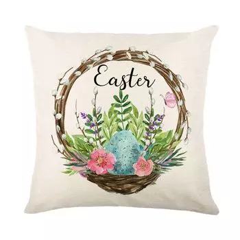 Чехол на подушку Односторонняя цифровая печать Милый мультяшный узор Прочный квадратной формы Отличный декор Дополнение Многоразовые цветы Подушка с принтом кролика Чехлы для подушек-A Stuttg
