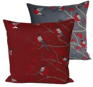 Чехол на подушку ок. 50х50 см марсала beties "Ягоды Птички"