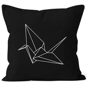 Чехол на подушку оригами журавль птица чехол на подушку декоративная подушка 40x40 хлопок Autiga черный 40см x 40см