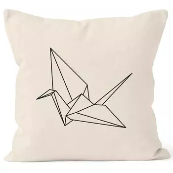 Чехол на подушку оригами журавль птица чехол на подушку декоративная подушка 40х40 хлопок Autiga натуральный 40см x 40см