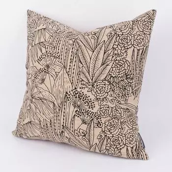Чехол на подушку Orphee Botanics натуральный черный разные размеры КРАСИВАЯ ЖИЗНЬ. Размер 70х70см (ВхШ) Размер 70х70см (ВхШ) Schner-Leben