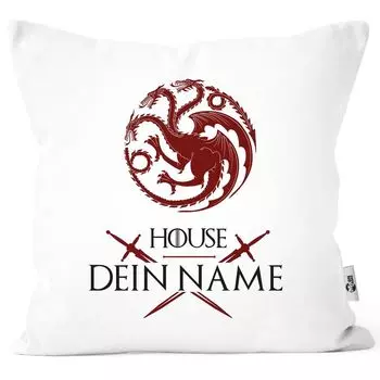 Чехол на подушку, персонализируемый герб благородных домов, собственное имя, подарок, веер, фантазийный чехол на подушку Moonworks Tagaryen, белый, унисейз