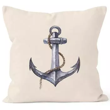 Чехол на подушку якорь цветы акварель Чехлы на подушку якорь акварель декоративная подушка хлопок Autiga натуральный унисейз