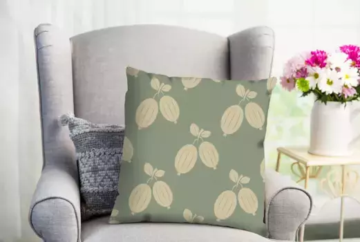 Чехол на подушку Queence "Fedhi", (1 шт.), лимоны 50х50 см, бирюзовый