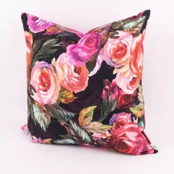 Чехол на подушку Розетта розы черный розовый разные размеры BEAUTIFUL LIFE размер 50х50см (ВхШ) размер 50х50см (ВхШ) Schner-Leben