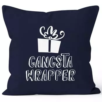 Чехол на подушку Рождественская гангста-обертка для чашки, забавная подарочная упаковка, чехол для подушки, декоративная подушка, хлопок MoonWorks, темно-синий 40 см x 40 см