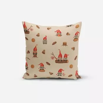 Чехол на подушку Рождественский томте Рождественский гном в льняном стиле разные размеры размер 50х50см (ВхШ) размер 50х50см (ВхШ) Schner-Leben