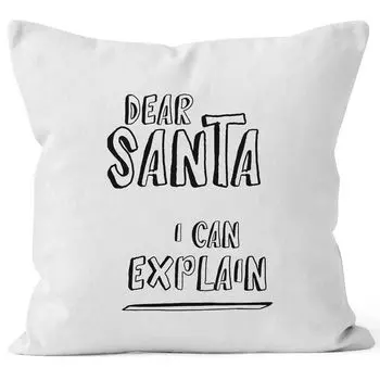 Чехол на подушку Рождество Дорогой Санта, я могу объяснить, чехол на подушку декоративная подушка, хлопок MoonWorks, белый 40см x 40см