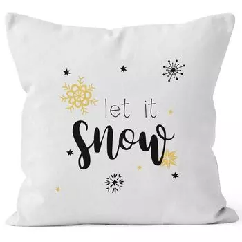 Чехол на подушку Рождество зима Пусть идет снег, говорящий снег, ледяные кристаллы, снежинки, чехол на подушку, хлопок Autiga, белый, 40 см x 40 см
