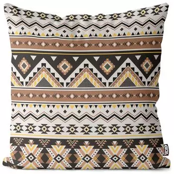 Чехол на подушку с ацтекским этническим узором VOID, полиэстер, водонепроницаемая подушка для улицы и дома. Размер: 60 x 60 см.