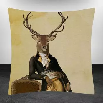 Чехол на подушку с ANIMAL PRINT, дизайн «Aristo Hirsch» - имитация льна 45 x 45 см - декоративная подушка / диван / декоративная подушка привлечет внимание в каждой гостиной IT_IS IN