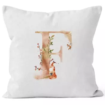 Чехол на подушку с буквой "F" буква алфавита монограмма инициалы акварельный рисунок чехол на подушку Autiga белый 40см x 40см