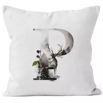 Чехол на подушку с буквой «P» буква алфавита монограмма инициалы с акварельным рисунком чехол на подушку Autiga белый 40см x 40см