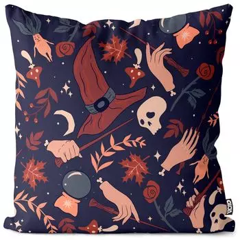 Чехол на подушку с черепом VOID Witches на Хэллоуин, водонепроницаемая подушка из полиэстера для улицы и дома. Размер: 80 x 80 см.