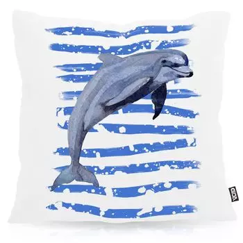 Чехол на подушку с дельфином VOID, дельфин, дельфин, отдых на открытом воздухе, в помещении, пляж, размер подушки: 80 x 80 см