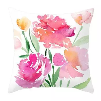 Чехол на подушку Съемная съемная полиэстеровая подушка из персиковой кожи с цветочным узором для автомобиля-E Stuttg