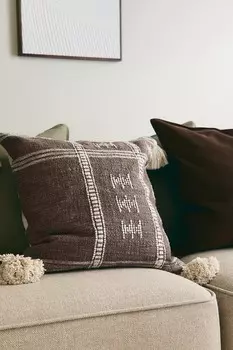 Чехол на подушку с кисточками H&M, 50x50 см, коричневый