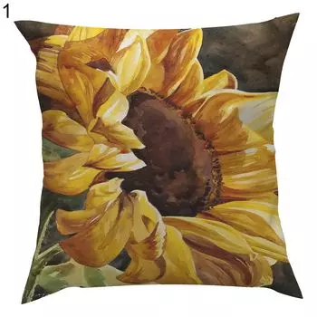Чехол на подушку с мягкой текстурой, пыленепроницаемый, из полиэстера, желтый, с принтом подсолнечника, подушка, чехол, мебельная поставка-1 Stuttg