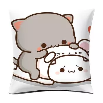 Чехол на подушку с мультяшным принтом пары и кота, мягкая стирка, украшение для дома, милый чехол для подушки с милым котом на День святого Валентина для автомобиля-K Stuttg
