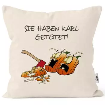 Чехол на подушку с надписью «Забавная тыква. Ты убил Карла!» Чехол на подушку декоративная подушка хлопок MoonWorks натуральный, унисайз