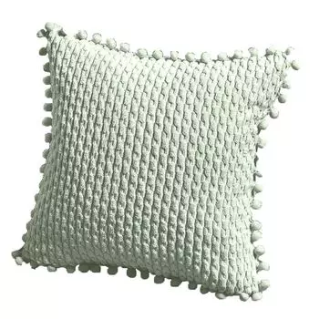 Чехол на подушку с невидимой молнией, пылезащитный плюшевый чехол 45x45 см, чехол в скандинавском стиле с шариком с кисточками, домашний декор, зеленый Stuttg
