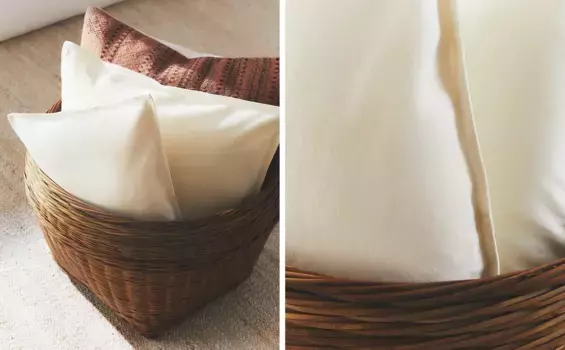 Чехол на подушку с отстрочкой Zara Home, ваниль