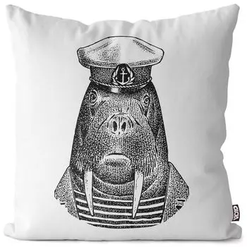 Чехол на подушку с рисунком морского льва VOID, полиэстер, водонепроницаемая подушка для улицы и дома. Размер: 80 x 80 см.