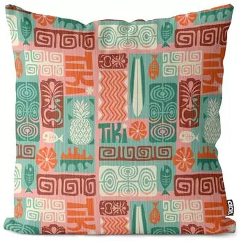 Чехол на подушку с рисунком VOID Tiki, полиэстер, водонепроницаемая подушка для улицы и дома. Размер: 80 x 80 см.