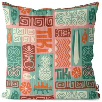 Чехол на подушку с рисунком VOID Tiki, полиэстер, водонепроницаемая подушка для улицы и дома. Размер: 60 x 60 см.